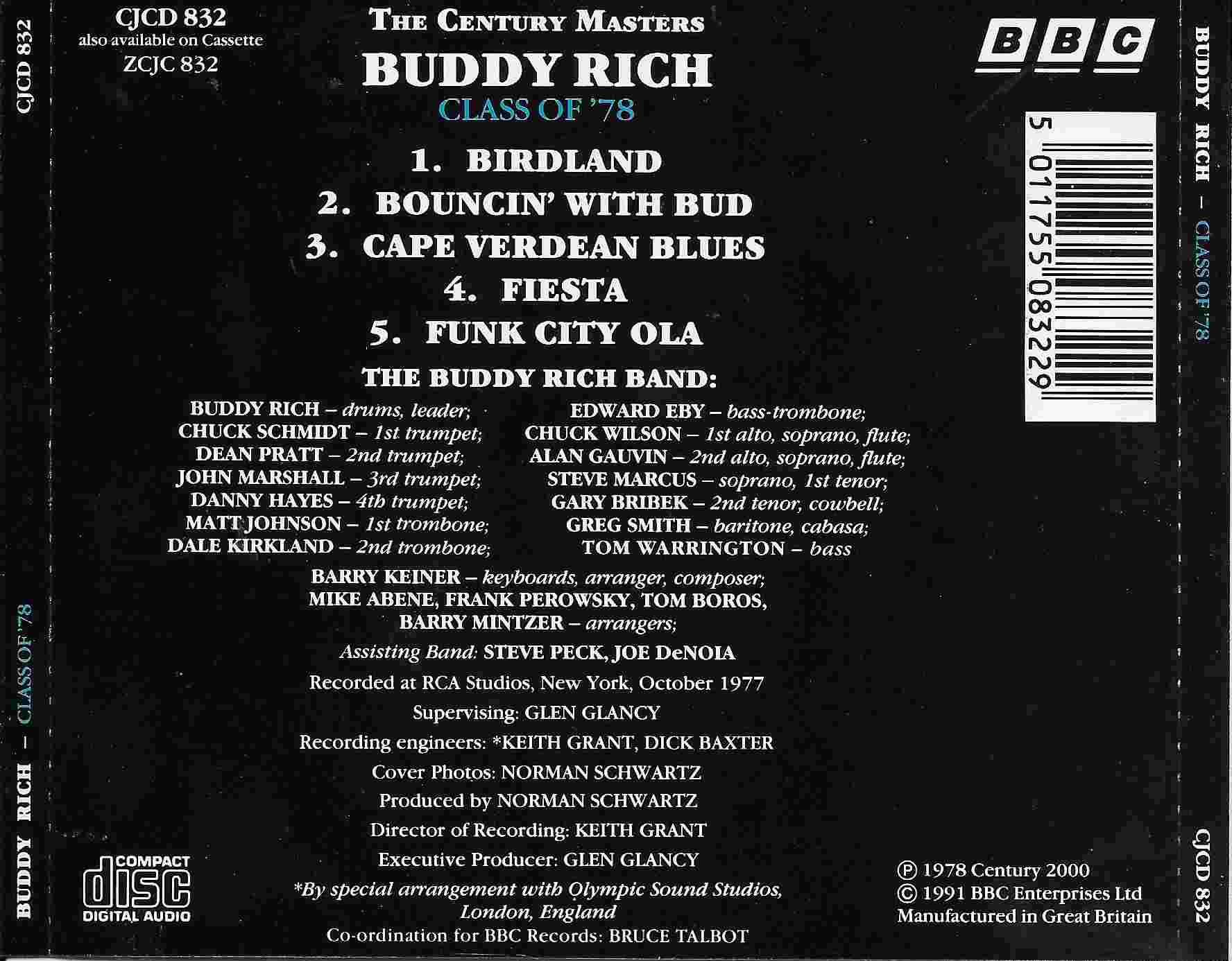 Picture of CJCD 832 The Century Catalogue - Buddy Rich class of 78 by artist The Buddy Rich Big Band from the BBC records and Tapes library